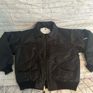 Mens black flight jacket. Never worn. Size large